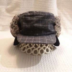 Surell Mens Plaid Faux Fur Trapper Hat